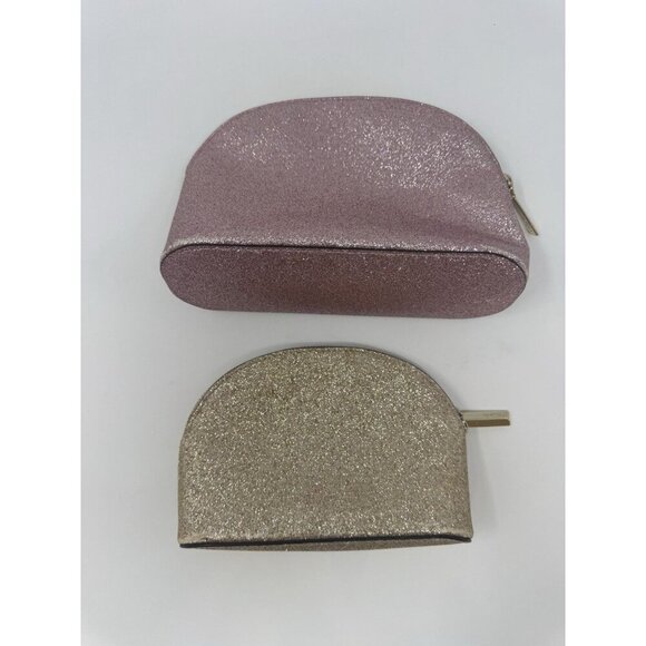 KATE SPADE Rose Gold/Pink and Gold Glitter Domed Cosmetic Bag Set of 2 - Picture 6 of 10